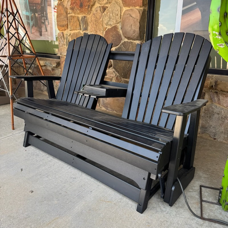 Black Adirondack Loveseat Rocker
