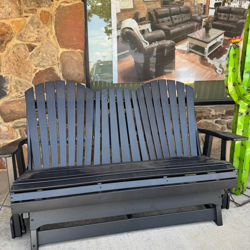 Black Adirondack Loveseat Rocker