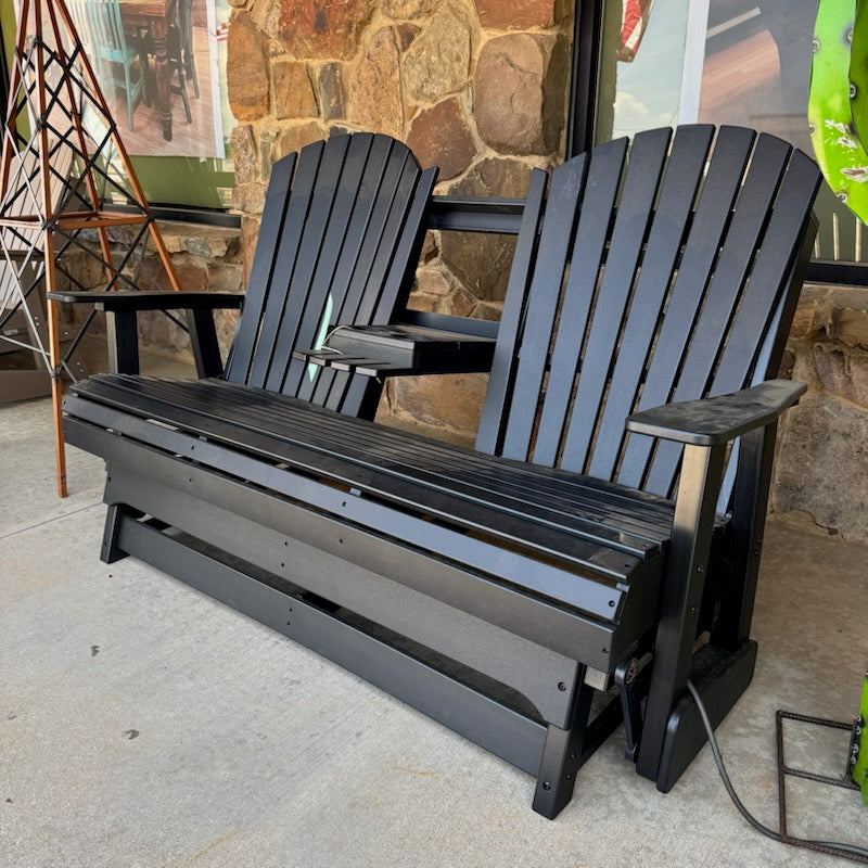 Black Adirondack Loveseat Rocker