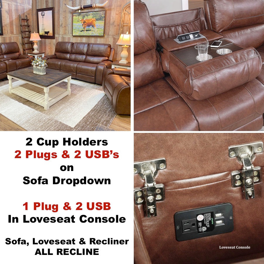 GunBarrel Reclining Sofa Set