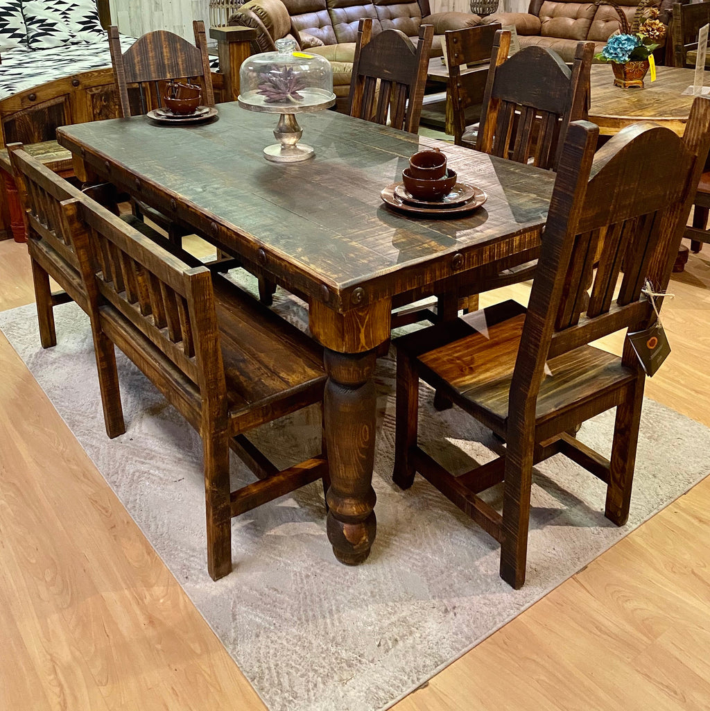 Distressed Backed Bench