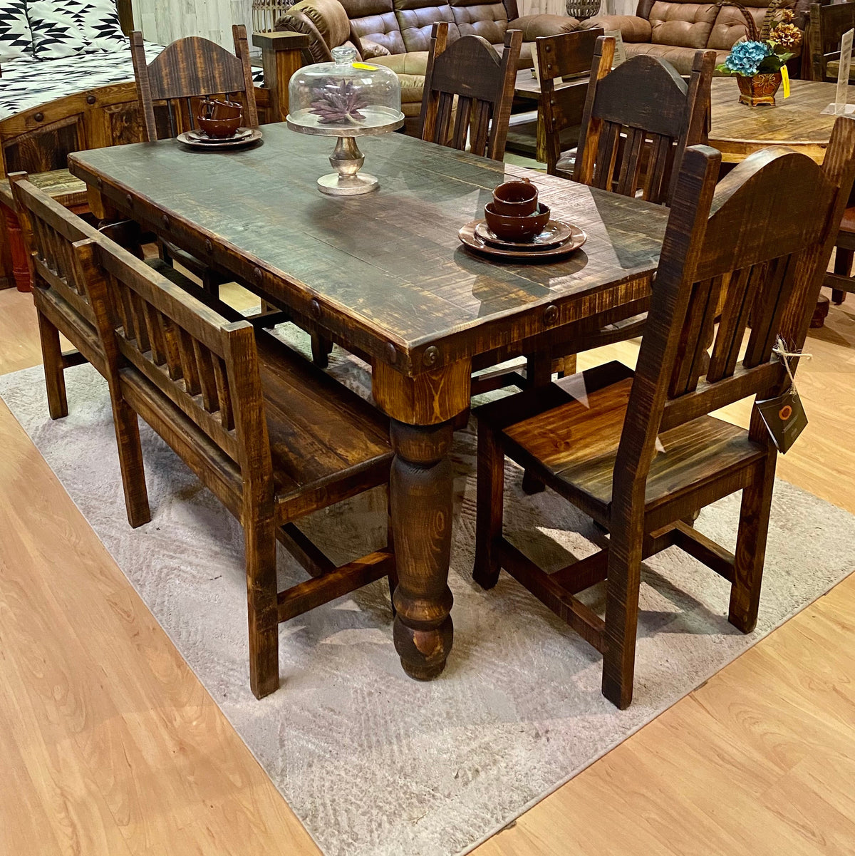 Distressed Backed Bench