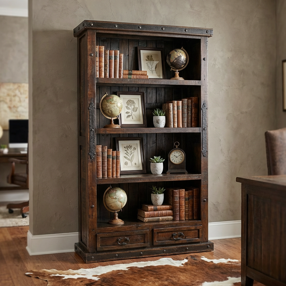 Old West 2 Drawer Bookcase