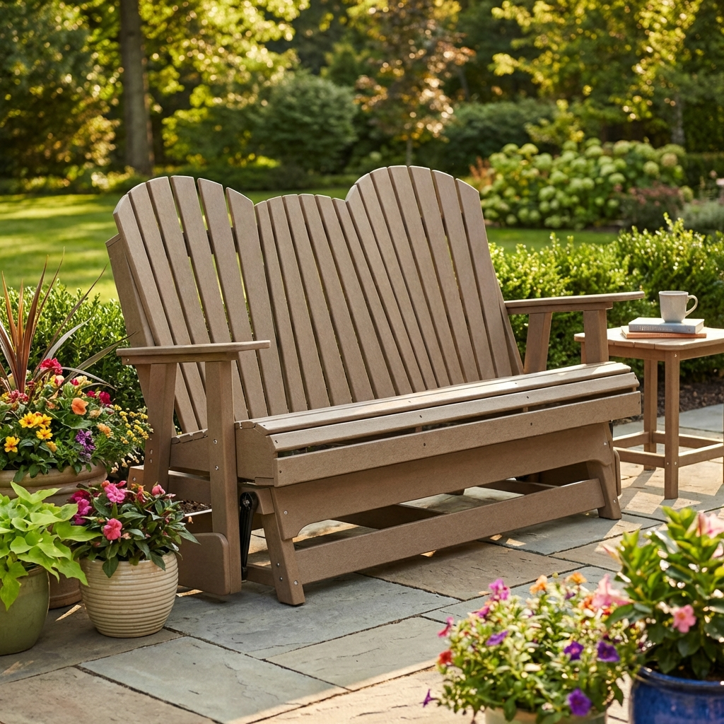 Taupe Adirondack Loveseat Rocker