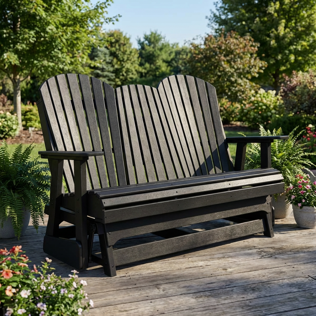 Black Adirondack Loveseat Rocker