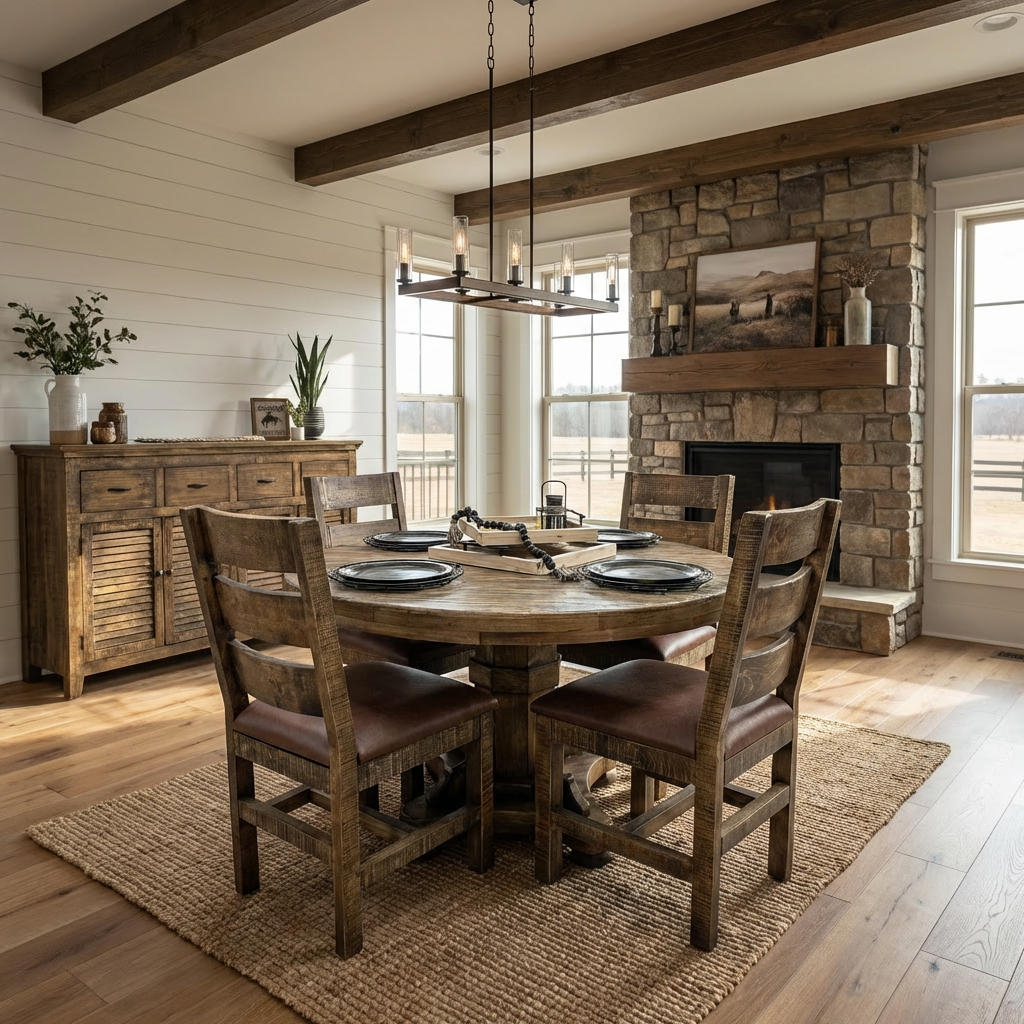 Modern Rustic Round Dining Set