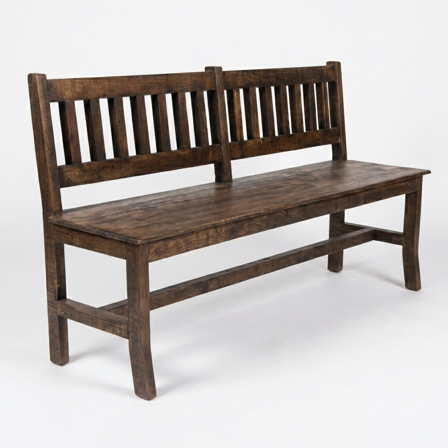 Distressed Backed Bench