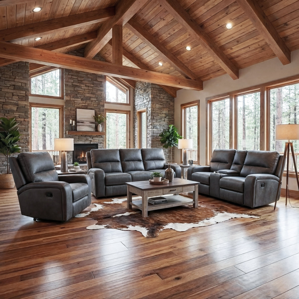 Slate Reclining Sofa Set