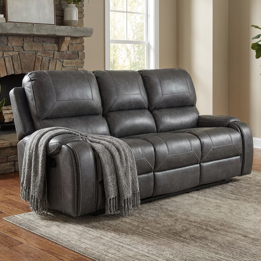 Steel Manual Reclining Sofa