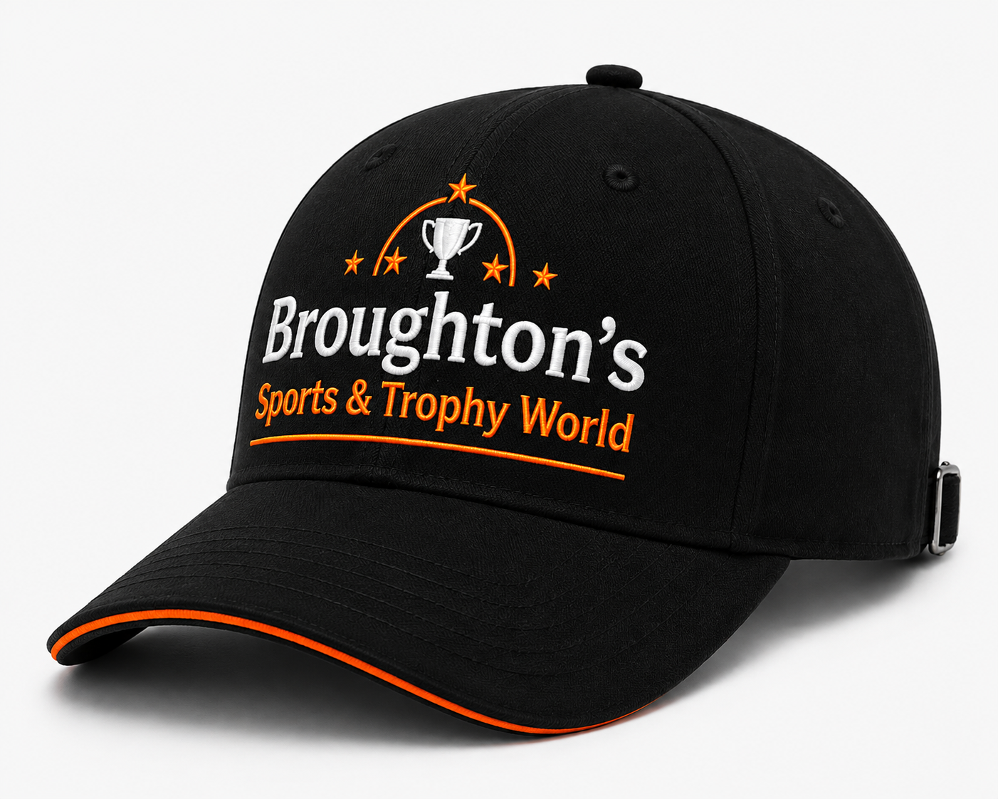 Broughton’s Sports & Trophy World Black Baseball Cap – Adjustable Sports Hat - Image 3